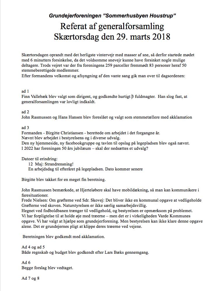 Referat af generalforsamling Skærtorsdag den 29. marts 2018 01
